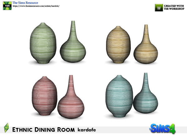 Sims 4 — kardofe_Ethnic Dining Room_Vases by kardofe — Group of two wooden vases ,in four different options 