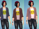 Sims 4 — smiley face shirt by deadcubez — simple women's shirt and jacket with a smiley face