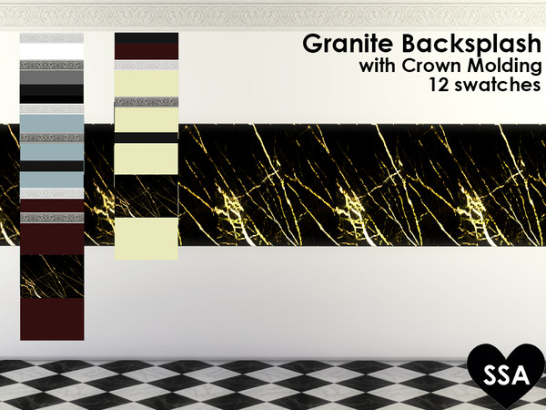 Sims 4 — Shiny Granite Backsplash by SulSulAdrianna — A shiny black and gold granite backsplash, perfect for any kitchen.