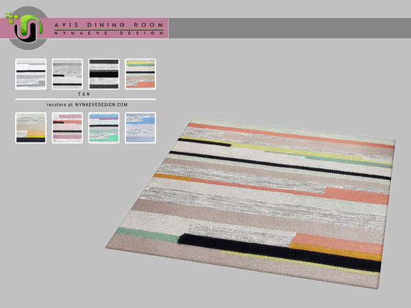 Sims 4 — Avis Rug 3x3 by NynaeveDesign — Avis Dining Room - Rug 3x3 Found under: Decor - Miscellaneous Price: 183 Tiles: