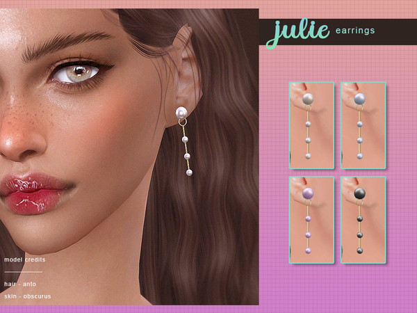 Sims 4 — [ Julie ] - Earrings by Screaming_Mustard — Cute, simple, pearl drop earrings. New mesh. With custom thumb nail.