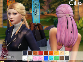 Sims 4 — Cilla - All ages hairstyle by Delise2 — Long hairstyle with half ponytail, adapted for child and toddler Mesh