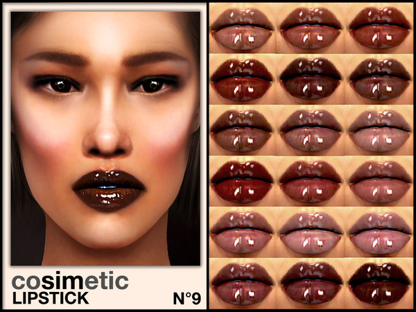 Sims 4 — Lipstick N9 by cosimetic — - This lipstick can use on all genders and from teen to elder. - Contains [ 20]