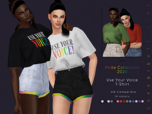 Sims 4 — [Pride Collection 2020] Use Your Voice T-Shirt by DarkNighTt — [Pride Collection 2020] Use Your Voice T-Shirt