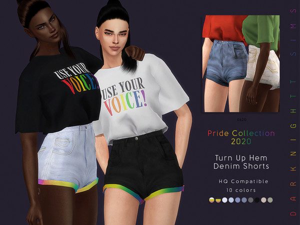 Sims 4 — [Pride Collection 2020] Turn Up Hem Denim Shorts by DarkNighTt — [Pride Collection 2020] Turn Up Hem Denim
