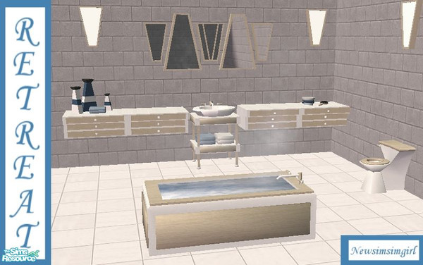 Sims 2 — Retreat Bath by NewSimSimGirl — A contemporary bathing getaway.