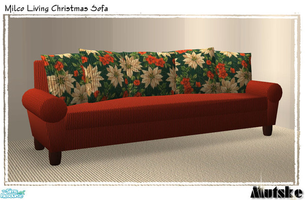 Sims 2 — Milco Christmas Living - Sofa Red by Mutske — Recolor from the Milco Livingset. In Christmas fabric. Available