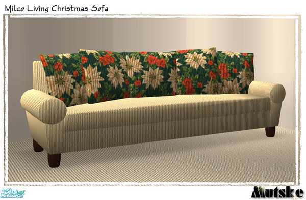 Sims 2 — Milco Christmas Living - Sofa Beige by Mutske — Recolor from the Milco Livingset. In Christmas fabric. Available