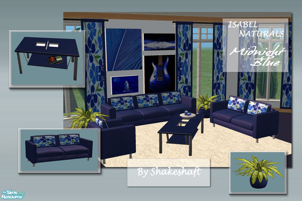 Sims 2 — Isabel Naturals: Midnight Blue by Shakeshaft — A recolour set of my Isabel Naturals in Midnight Blue and Floral