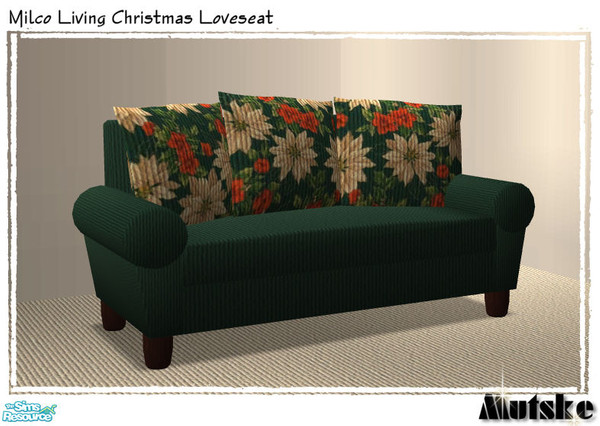 Sims 2 — Milco Christmas Living - Loveseat Green by Mutske — Recolor from the Milco Livingset. In Christmas fabric.