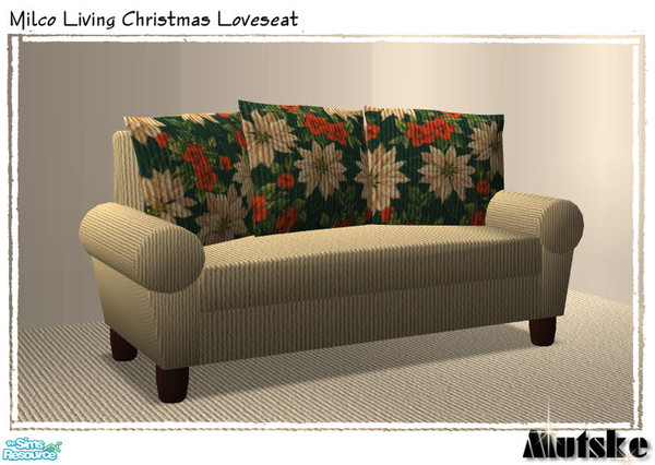 Sims 2 — Milco Christmas Living - Loveseat Beige by Mutske — Recolor from the Milco Livingset. In Christmas fabric.