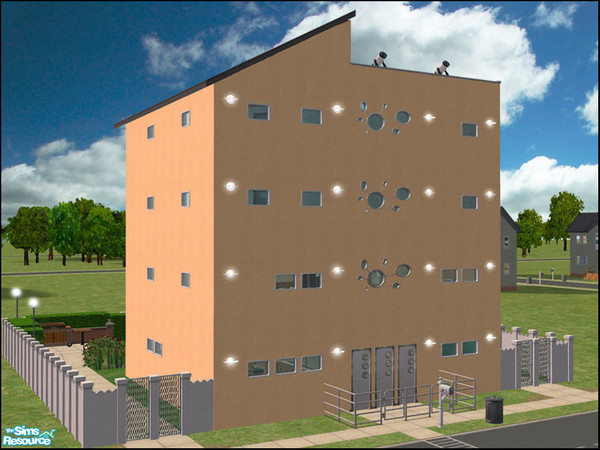 Sims 2 — Moderna Halls by LadyMinion — A spacious and comfortable dorm for your social sims. Features large, open plan