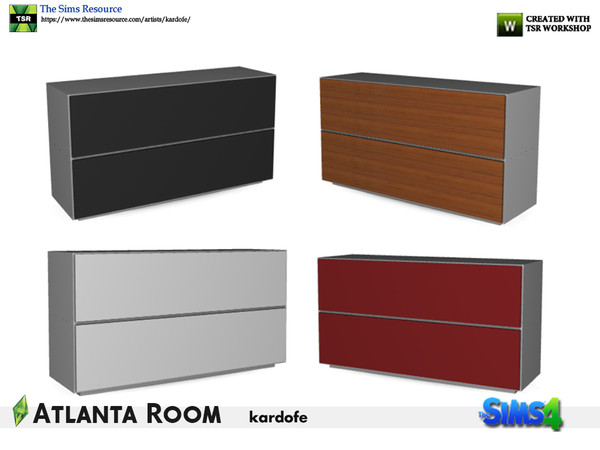 Sims 4 — kardofe_Atlanta Room_Auxiliary table by kardofe — Side table with two large drawers, in four colour options 