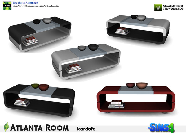 Sims 4 — kardofe_Atlanta Room_CoffeeTable by kardofe — Modern style coffee table with glass top, in five color options 