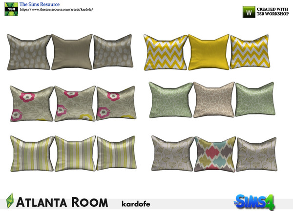 Sims 4 — kardofe_Atlanta Room_Cushions by kardofe — Group of three cushions to be placed on the sofa, in six different