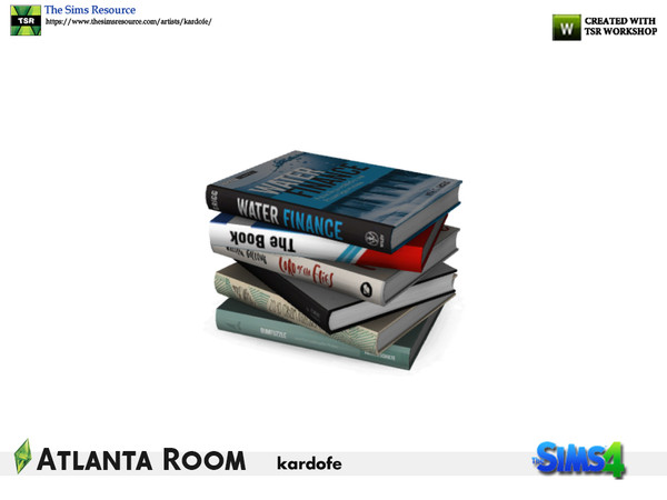 Sims 4 — kardofe_Atlanta Room_Stacked books by kardofe — Group of six books, stacked in a disorderly manner, and
