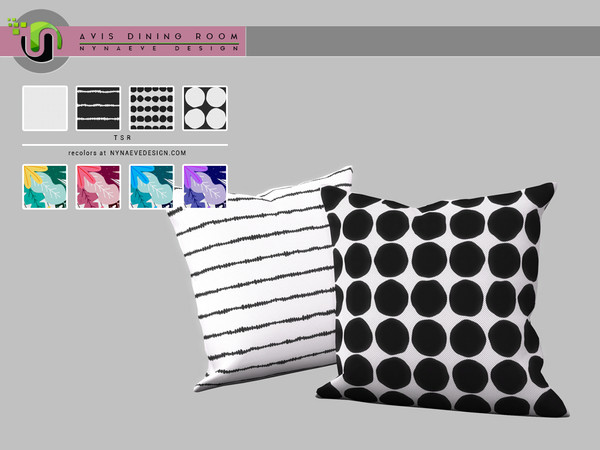 Sims 4 — Avis Throw Pillow by NynaeveDesign — Avis Dining Room Decor - Throw Pillow Found under: Decor - Miscellaneous