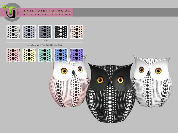 Sims 4 — Avis Owl by NynaeveDesign — Avis Dining Room Decor - Avis Owl Found under: Decor - Miscellaneous Price: 183