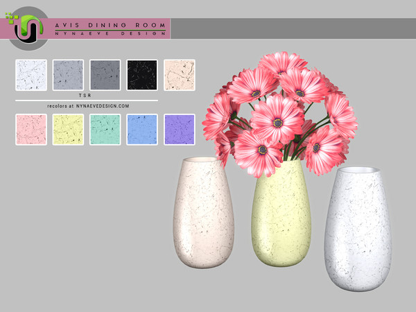 Sims 4 — Avis Vase v3 by NynaeveDesign — Avis Dining Room Decor - Vase v3 Found under: Decor - Plants Price: 183 Tiles: