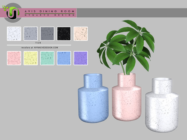 Sims 4 — Avis Vase v4 by NynaeveDesign — Avis Dining Room Decor - Vase v4 Found under: Decor - Plants Price: 183 Tiles: