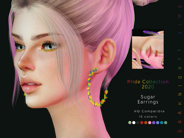 Sims 4 — [Pride Collection 2020] Sugar Earrings by DarkNighTt — [Pride Collection 2020] Sugar Earrings HAPPY PRIDE MONTH!