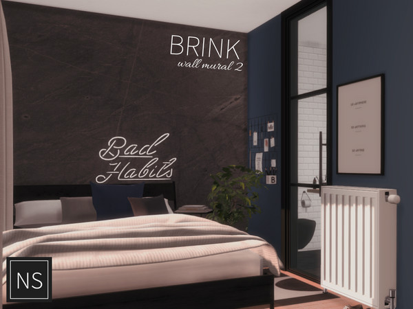 Sims 4 — Networksims - Brink Wall Murals - II by networksims — A 5-piece wall mural of scratched black concrete.