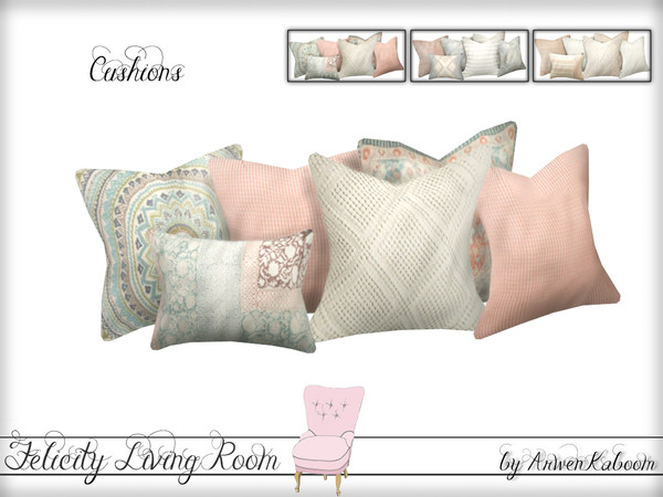 Sims 4 — Felicity Living Room - Cushions by ArwenKaboom — Colorful cushions for sofa.