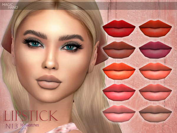 Sims 4 — [MH] Lipstick N13 by MagicHand — --16 available colors-- --Compatible with HQ settings-- --CAS thumbnail--