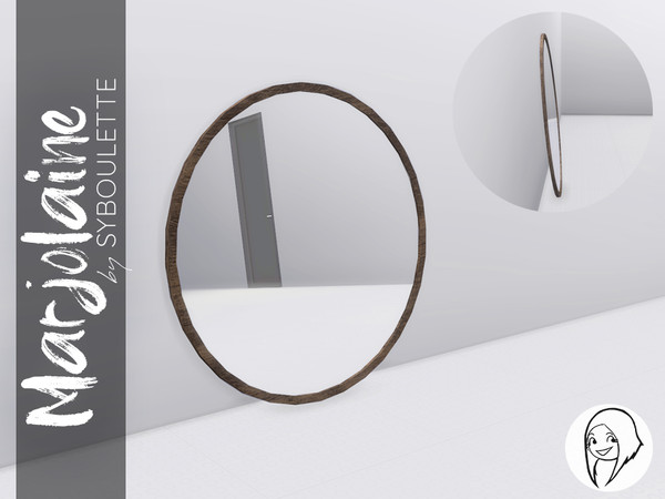 Sims 4 — Marjolaine - Leaning mirror by Syboubou — This mirror is made with a raw and rough wood and can be very simply