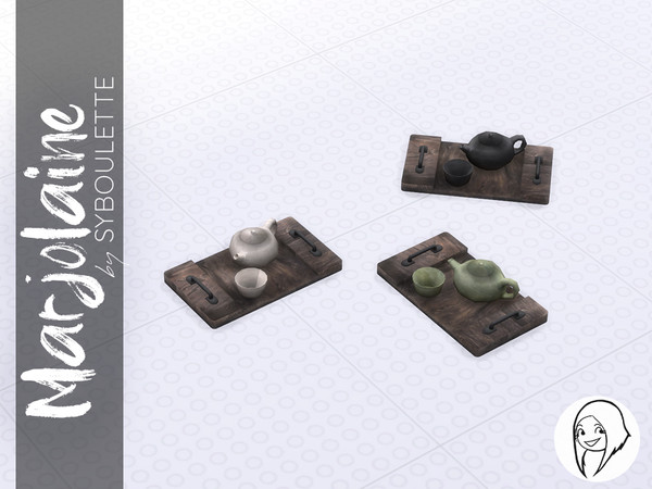 Sims 4 — Marjolaine - Morning tray by Syboubou — A design tray with a teapot and cup for breakfast in bed or anywhere