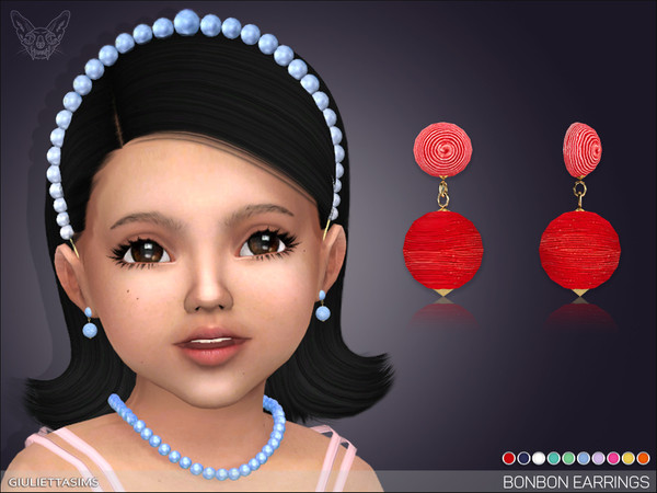 Sims 4 — Bonbon Earrings For Toddlers by feyona — * 10 swatches * Base game compatible, feminine style choice, disallowed