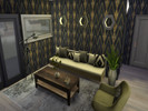 Sims 4 — Art deco gold by EilidhEden — Art deco blue and gold patterned wallpaper