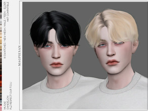 Sims 4 — Dandelion Hair by magpiesan — MUSAE's Dandelion Hair -New Mesh -For male -All LODs -18 Swatches -Hat Compatible