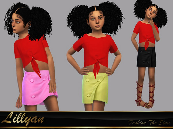 Sims 4 — Skirt Paty by LYLLYAN — Skirt Paty in 5 colors . Detail with buttons Base game.