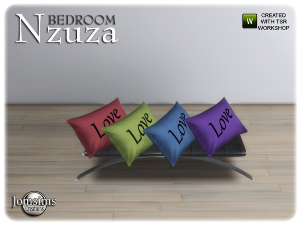 Sims 4 — Nzuza bedroom cushion bed color (love) by jomsims — Nzuza bedroom cushion bed color