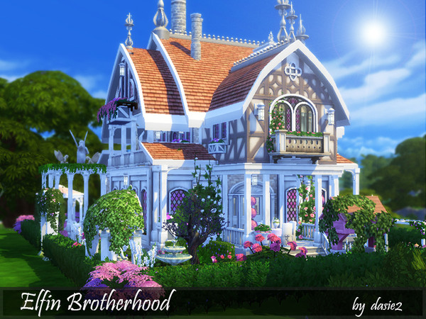 Sims 4 — Elfin Brotherhood by dasie22 — Elfin Brotherhood is a lovely, romantic house surrounded by a charming garden.