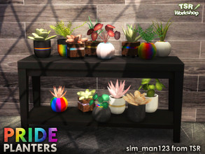 Sims 4 — Pride Planters 2020 by sim_man123 — A set of small planters and plants in various colors and patterns to