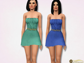 Sims 3 — Skater Dress With Beading Belt by Harmonia — Mesh Harmonia 3 color. recolorable Please do not use my textures.