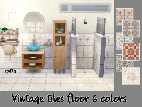 Sims 4 — Vintage tile floor **Updated on 07 Oct. 2021 by so87g — Vintage Tiles floor in 6 colors. Cost : 5 you can found