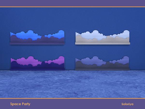 Sims 4 — Space Party. Clouds Wall Decor, v2 by soloriya — Clouds wall decor. Part of Space Party set. 4 color variations.
