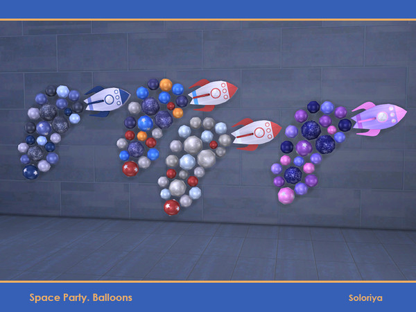 Sims 4 — Space Party Balloons. Balloons with a Rocket, left. by soloriya — Balloons with a rocket, left. Part of Space