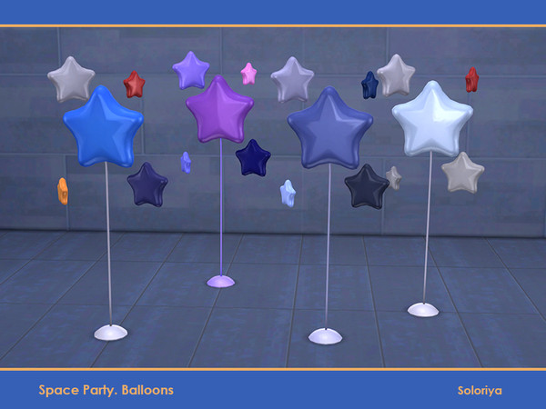 Sims 4 — Space Party Balloons. Balloons Stars by soloriya — Floor balloons with stars. Part of Space Party Balloons set.