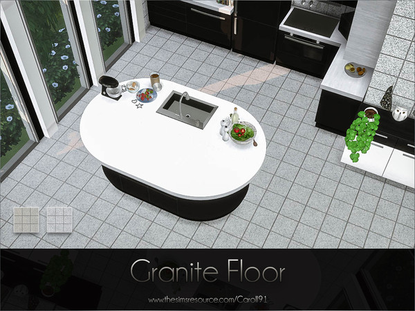 Sims 4 — Granite Floor by Caroll912 — A 2-recolour granite-like, tiled floor in grey and toned beige tones. Suitable for