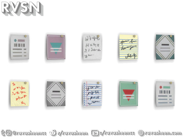 Sims 4 — Major Inspo Prints - Notes by RAVASHEEN — These cute prints come in various note and scenic styles. These can be