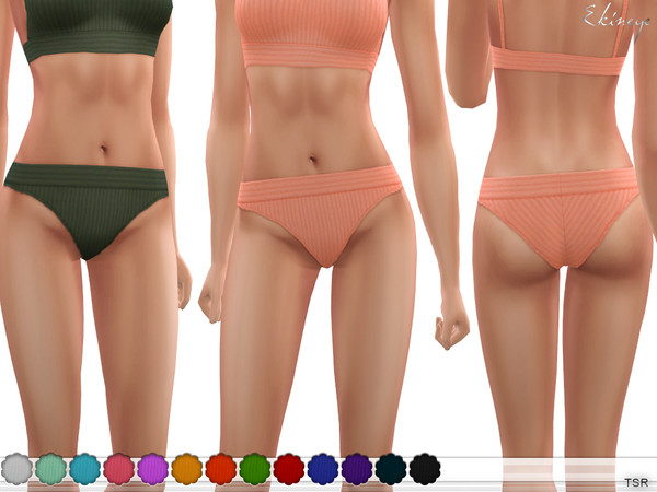 Sims 4 — Ribbed Bikini Bottom by ekinege — A ribbed knit bikini bottom featuring a banded high waist. 15 different