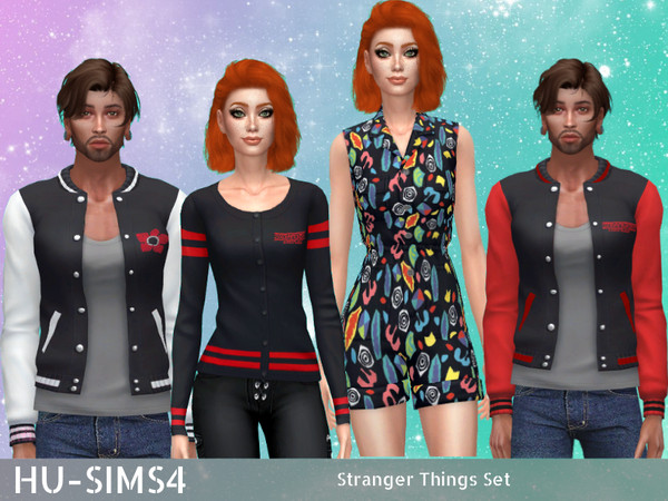 Sims 4 — Stranger Things Set by hu-sims4 — Stranger Things Set Includes: - Cosplay Eleven Jumpsuit (ECO LIFESTYLE) -