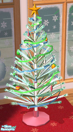 Sims 2 — Retro Christmas - Aqua Tree by Shannanigan — Recolor. Requires Aluminum Christmas Tree mesh.
