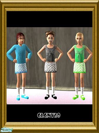 Sims 2 — White/Colored Dotted Skirts - Girls by clcny20 — White short skirts with colored dots and matching colored belts