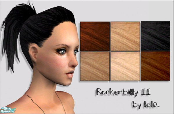 Sims 2 — Rockerbilly II by Lola — Funky, Stylish Quiff Ponytail Hair do. Remake of a old mesh with a new twist. I decided