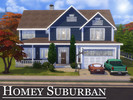 Sims 4 — Homey Suburban by vmr394 — CC free, 3 bedrooms, 3 bathrooms. Based on the house from The Edge of Seventeen.
